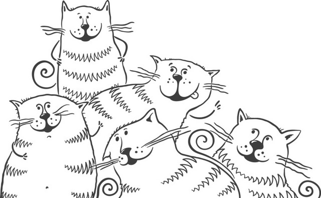 白色卡通动物猫咪素材