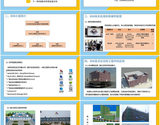 黄蓝色简约风BIMPPTBIM技术应用汇报PPT模板