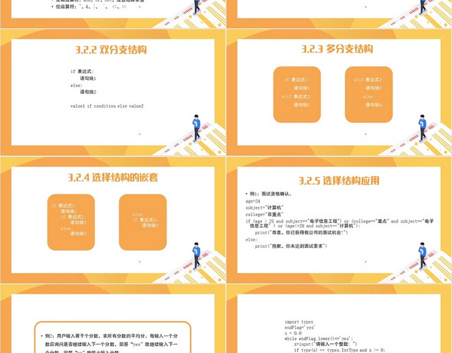 橙色简约风第三章选择与循环PYTHONPPT模板