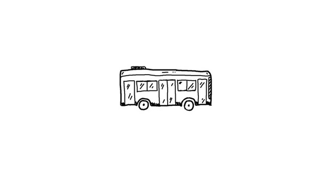 卡通极简绘画物品公交车