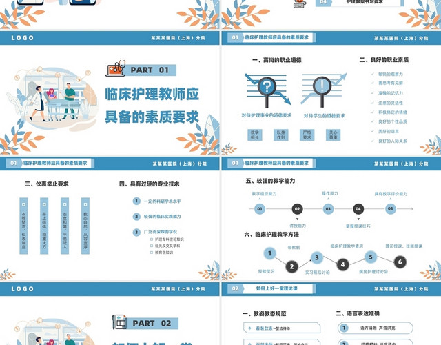 蓝色卡通商务风护理教学的基本PPT模板