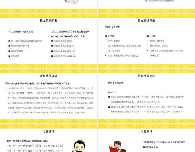 黄色卡通风范进中举范进中举PPT模板