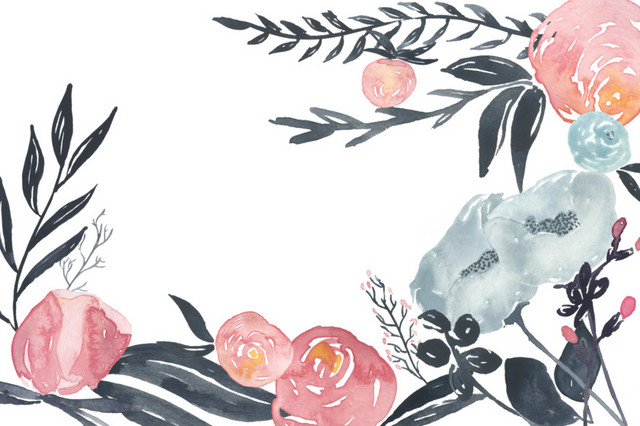 彩色手绘花朵水彩插画背景素材