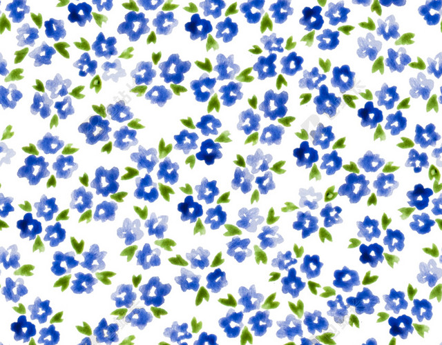 蓝色清新植物花朵背景插画素材