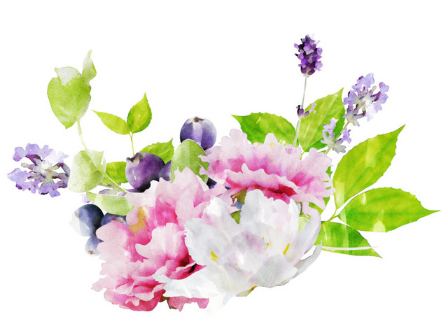 彩色手绘花朵花束水彩插画素材