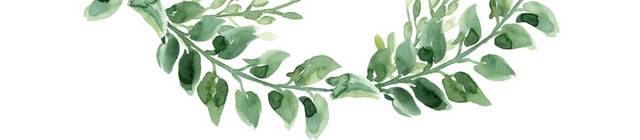 绿色清新植物花环水彩插画素材