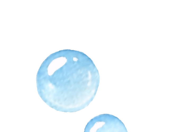 蓝色手绘气泡水彩插画