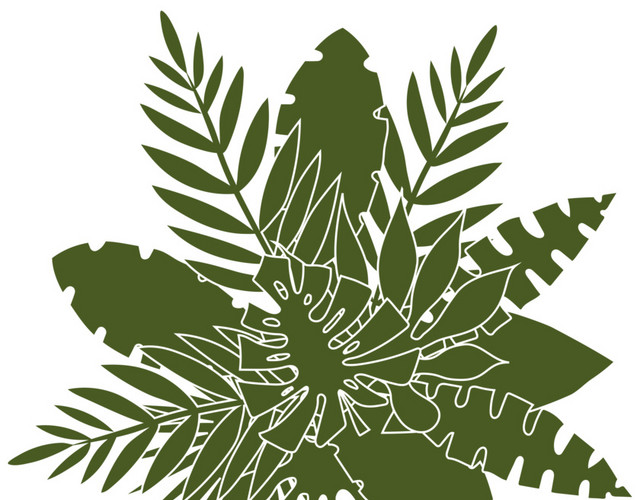 手绘热带植物叶子素材