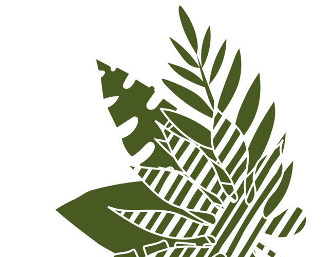 手绘热带植物叶子素材