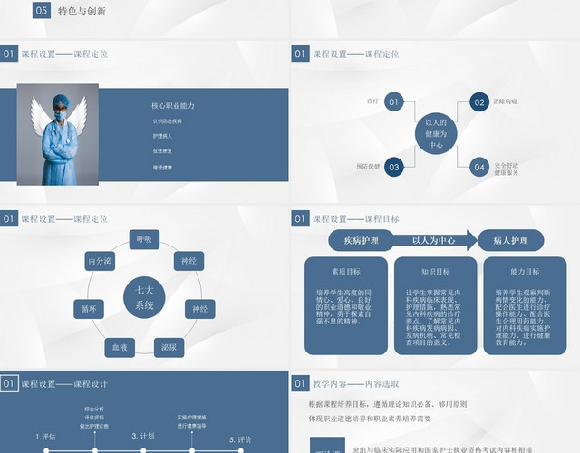 蓝色简洁稳重课件说课护理说课内科PPT