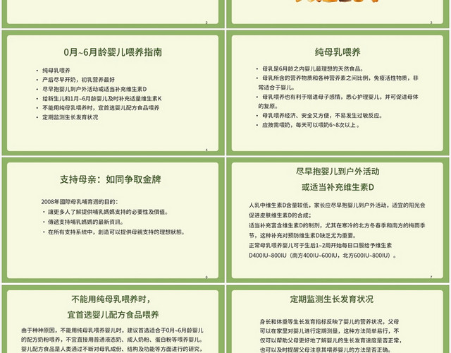 绿色卡通风合理膳食中国06岁儿童膳食指南PPT模板
