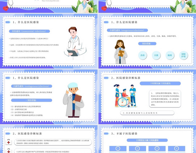 蓝色医院感染知识应知应会主题PPT模板
