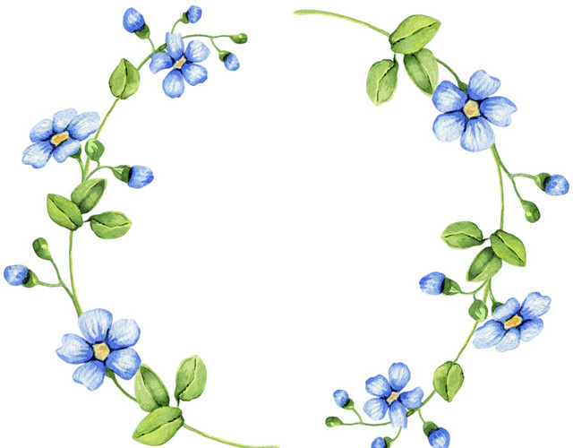 蓝色的花圈矢量元素