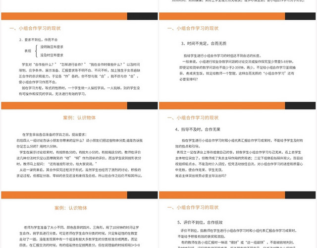 橙色商务风小组合作小组合作学习现状及对策PPT模板