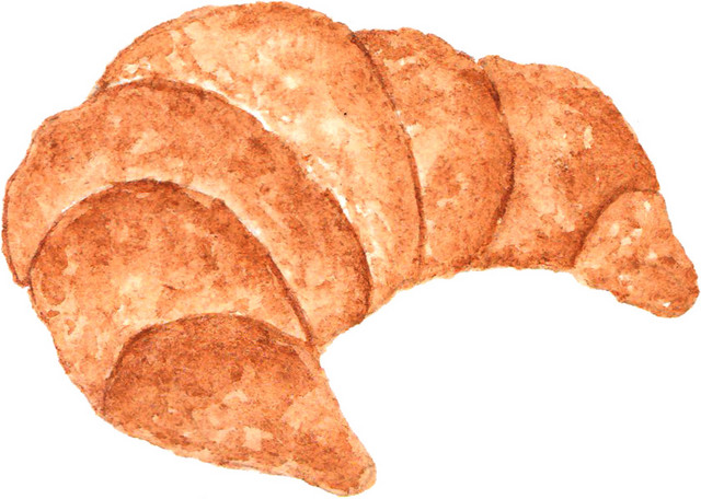 纯色手绘食物牛角包