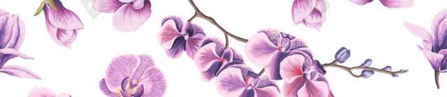 紫色手绘清新花朵背景素材
