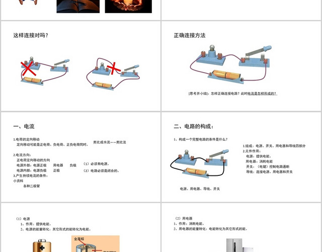 白色简洁风九年级物理电流和电路课件PPT模板