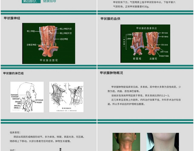 绿色卡通风甲状腺甲状腺术后病人PPT模板