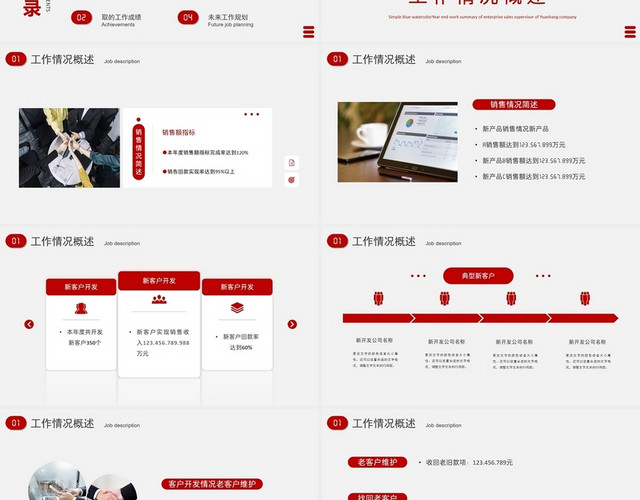 红色商务公司企业销售主管年终工作总结工作汇报PPT模板