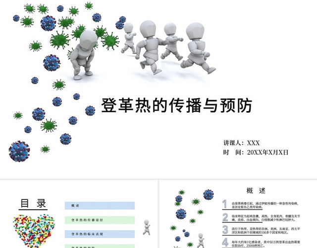 白色简约风小清新风格登革热的预防PPT模板