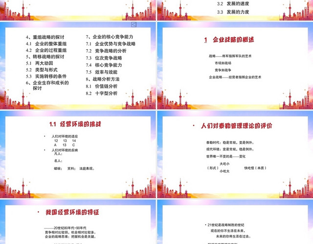 彩色建筑简约风企业战略管理汇报战略管理PPT模板