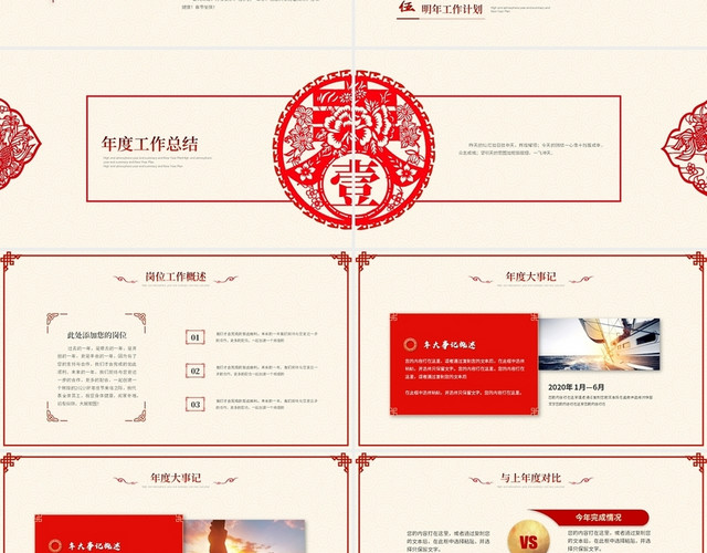 红色喜庆中国风2021牛年年终总结述职新年计划PPT模板