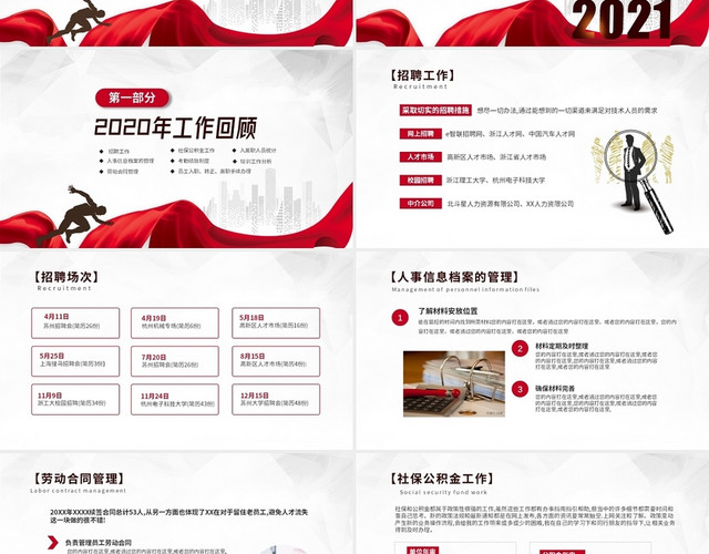 红色简约商务人事行政年终工作总结暨明年工作计划PPT