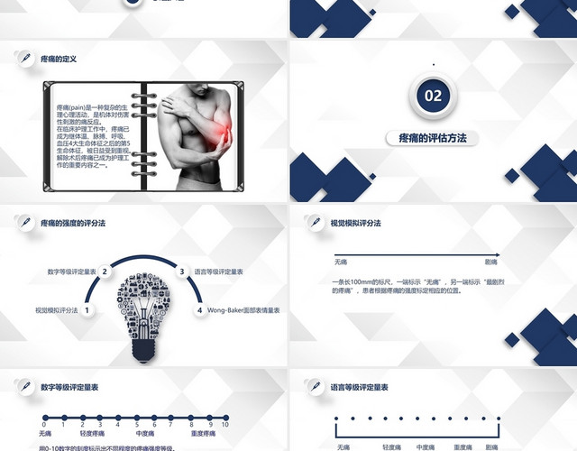 深蓝色灰白 微粒体 骨科疼痛医学医疗护理课件类PPT疼痛护理PPT