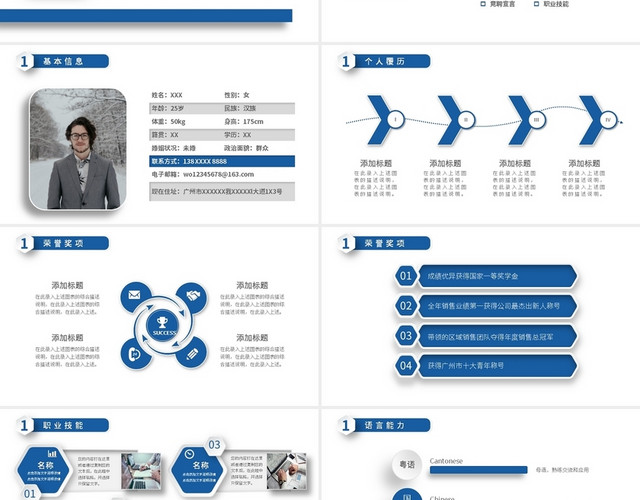 蓝色大气商务风格个人岗位竞聘PPT模板