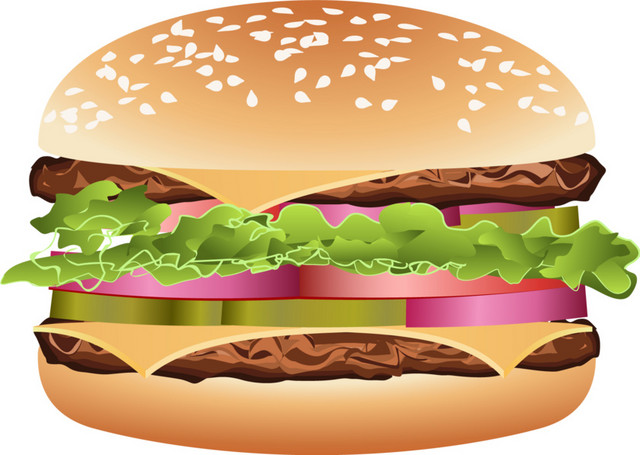 双层牛肉汉堡免抠图素材
