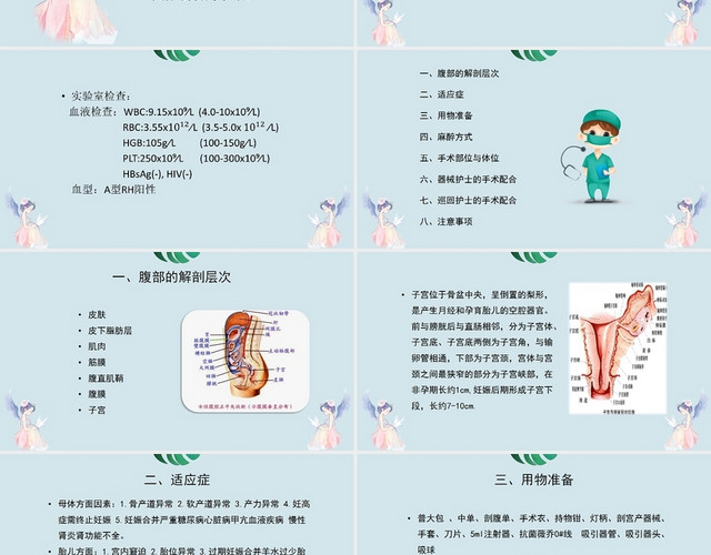 绿色简约风剖宫产的手术配合PPT模板