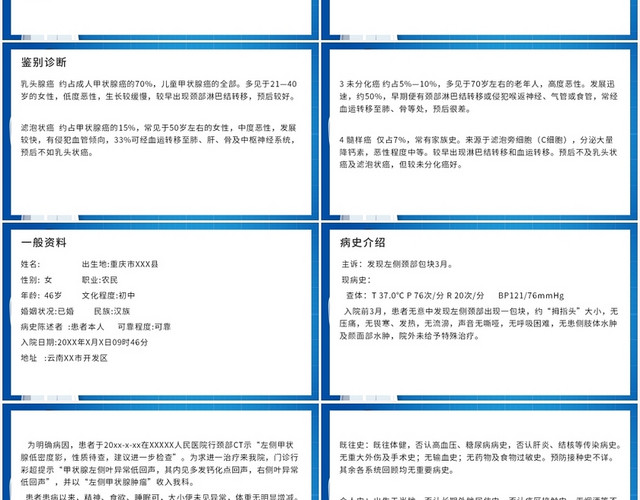 蓝色卡通风甲状腺甲状腺癌的护理查房PPT模板