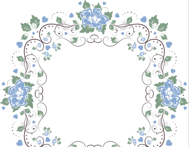 蓝色清新花藤藤蔓花边边框
