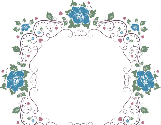 蓝色小花清新花藤藤蔓花边边框