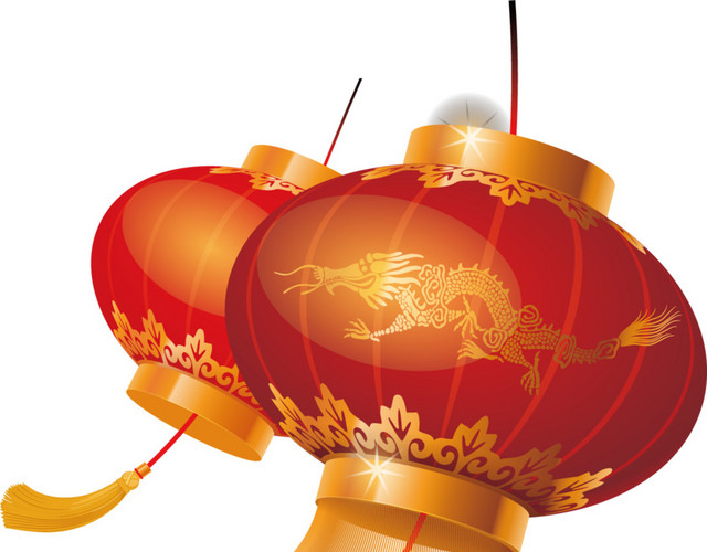 彩色古式灯笼素材