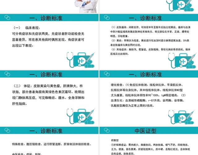 蓝色简约风原发性胆汁性肝硬化PPT模板
