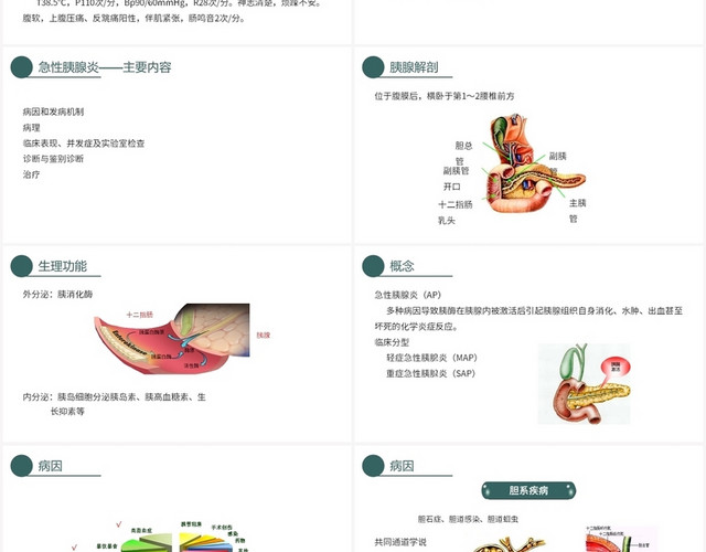 绿色简约风急性胰腺炎护理查房急性胰腺炎PPT模板