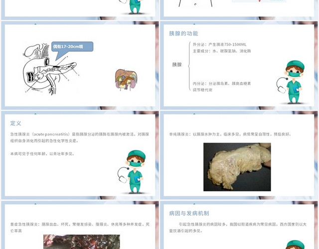 蓝色简约风急性胰腺炎护理查房急性胰腺炎病人的护理PPT模板