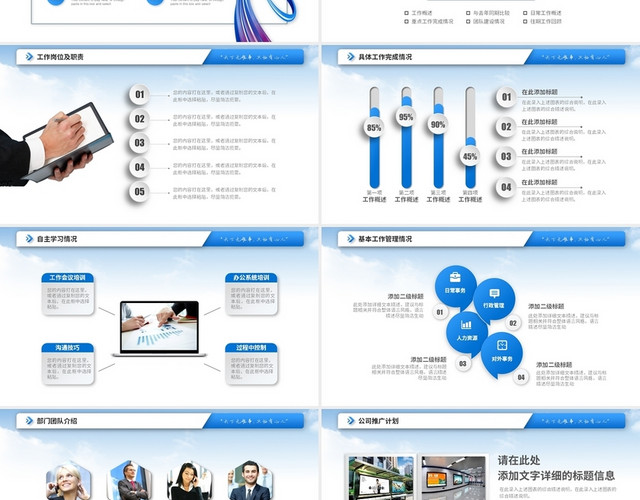 蓝色科技微粒体2021年终总结工作计划工作总结述职PPT模板