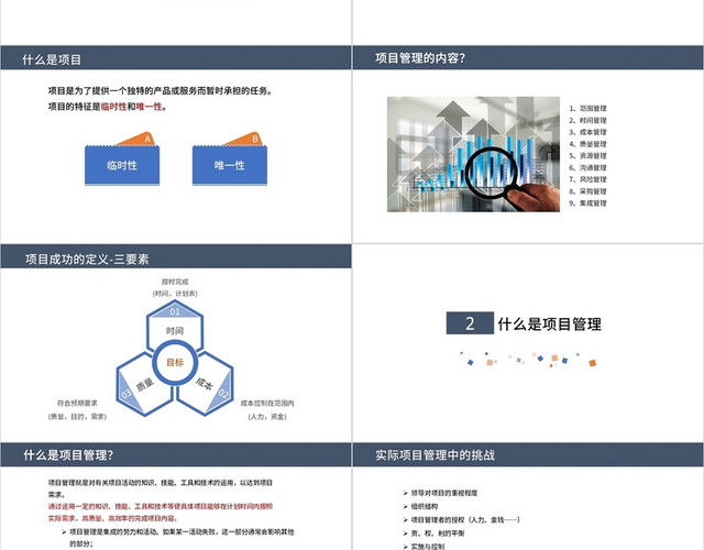 蓝色风商务风扁平风几何风培训风项目管理模板PPT项目管理培训