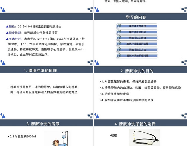 蓝色简约风经尿道前列腺电切术后膀胱冲洗的护理PPT模板