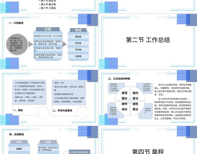 蓝色商务风说课课件企业常用公文书写PPT模板