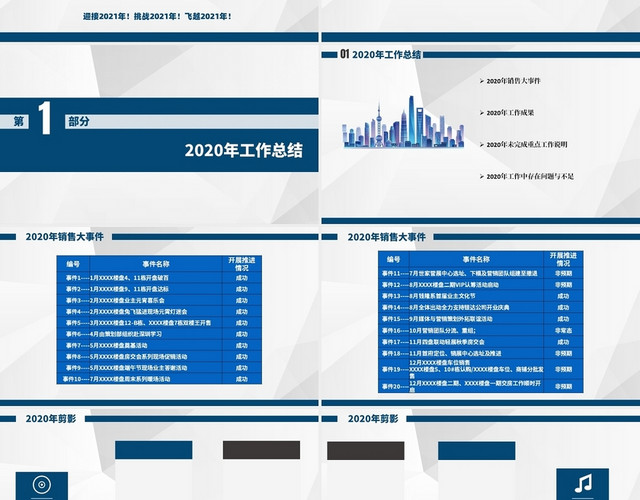 蓝色商务风年度工作总结房地产销售年终总结PPT模板