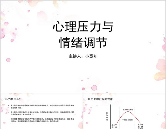 白色小清新风心理压力与情绪调节PPT模板