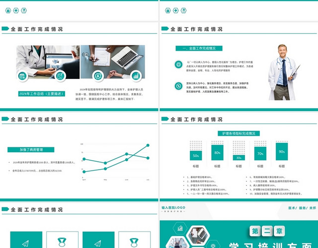绿色简约商务医院护理工作汇报PPT模板