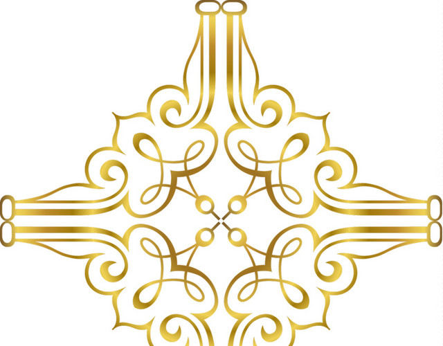金色渐变复古古典花纹拼接线条素材