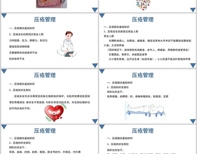 蓝色压疮管理护理查房压疮的预防及护理PPT