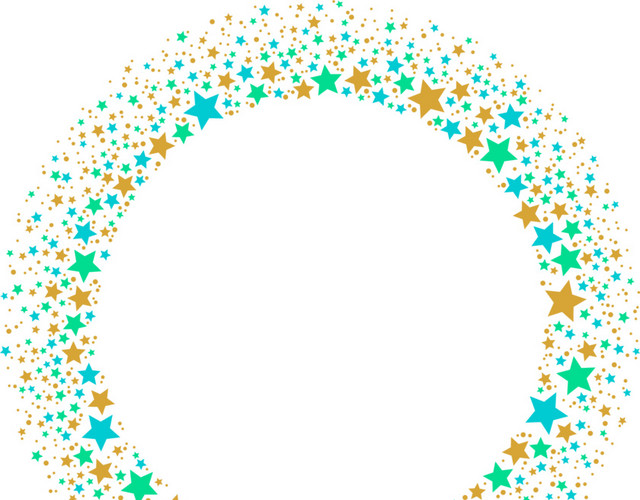 多彩色五角星拼接圆形素材