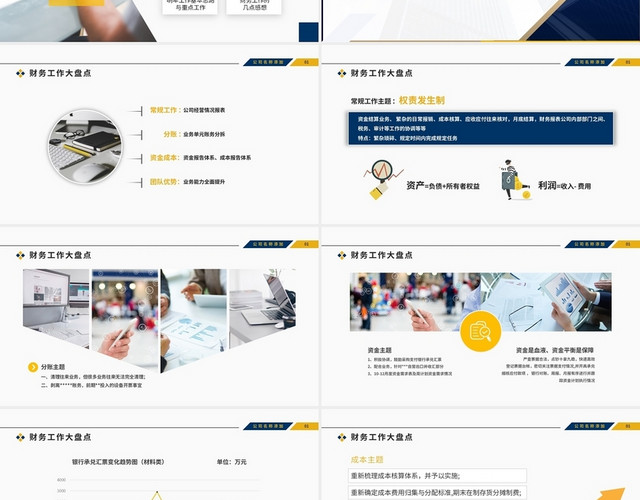 黄蓝高端大气商务财务部门年终工作汇报报告动态PPT模板