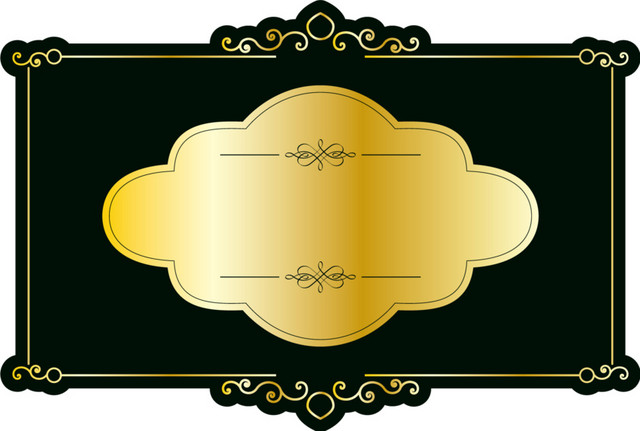 金色线条标签标题花框素材